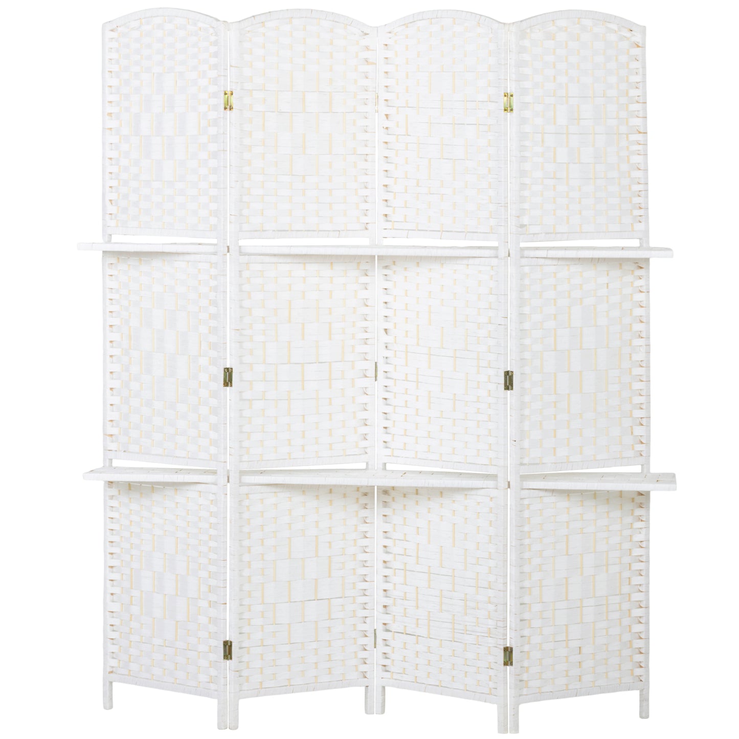 Freestanding Privacy Screen, 4 Panel Folding Room Divider for Living Room, Bedroom and Office, 160 x 170cm, White