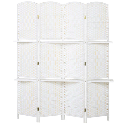 Freestanding Privacy Screen, 4 Panel Folding Room Divider for Living Room, Bedroom and Office, 160 x 170cm, White