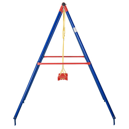 Kids Swing Set Toddler Swing Adjustable Rope Heavy Duty A-Frame Stand Outdoor Playset for 3-8 Years Old Blue