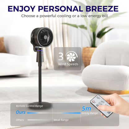 Pedestal Air Circulation Fan with Oscillating, Light Off, Black