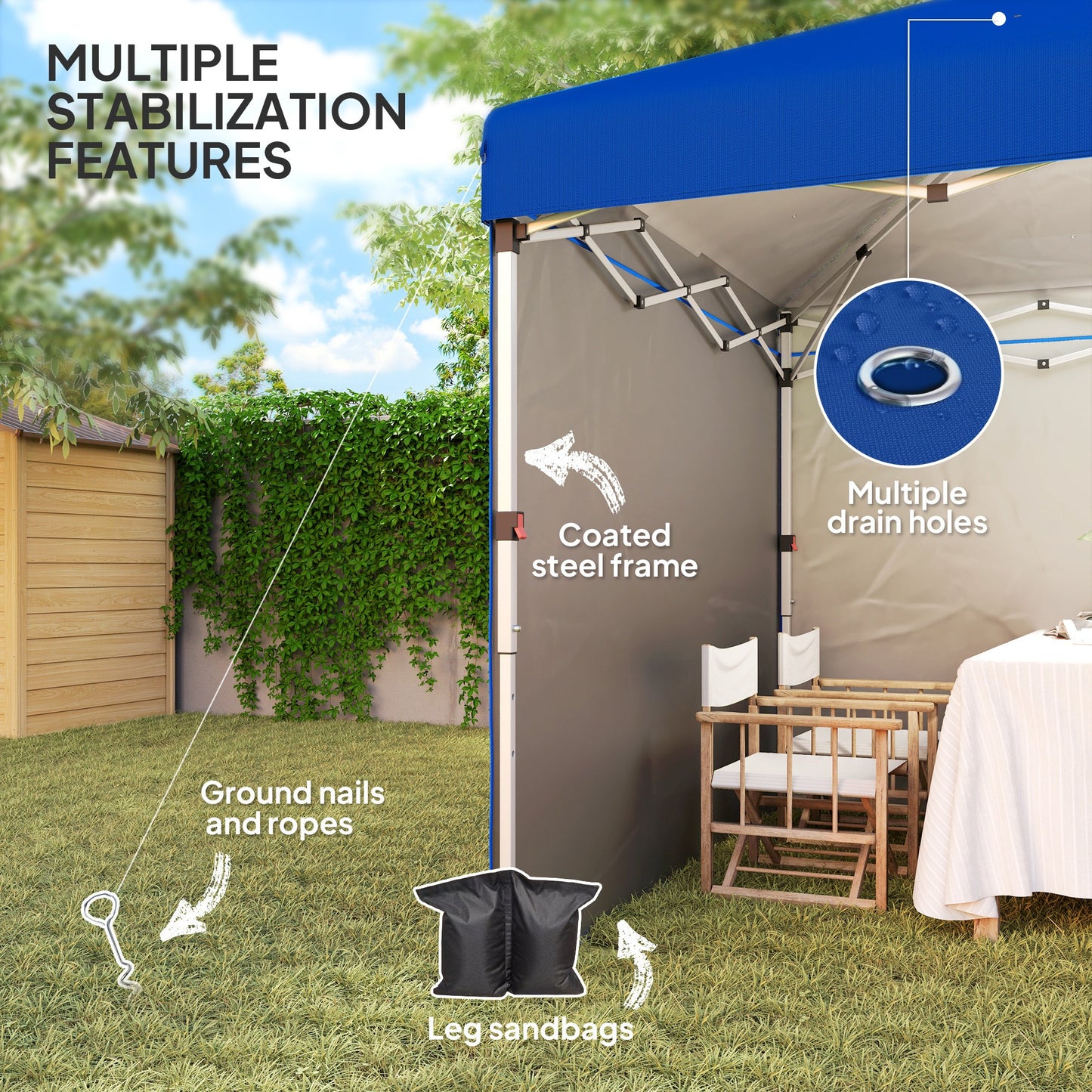 3 x 3 (M) Pop Up Gazebo, UPF 30+ with 2 Sidewalls, Leg Weight Bags and Wheeled Bag