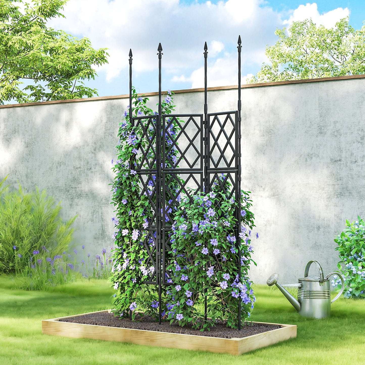 Foldable Garden Trellis, Lattice Climbing Support Trellis for Garden, DIY Assembly, 85 x 197 cm, Black