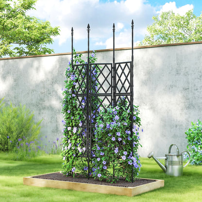 Foldable Garden Trellis, Lattice Climbing Support Trellis for Garden, DIY Assembly, 85 x 197 cm, Black