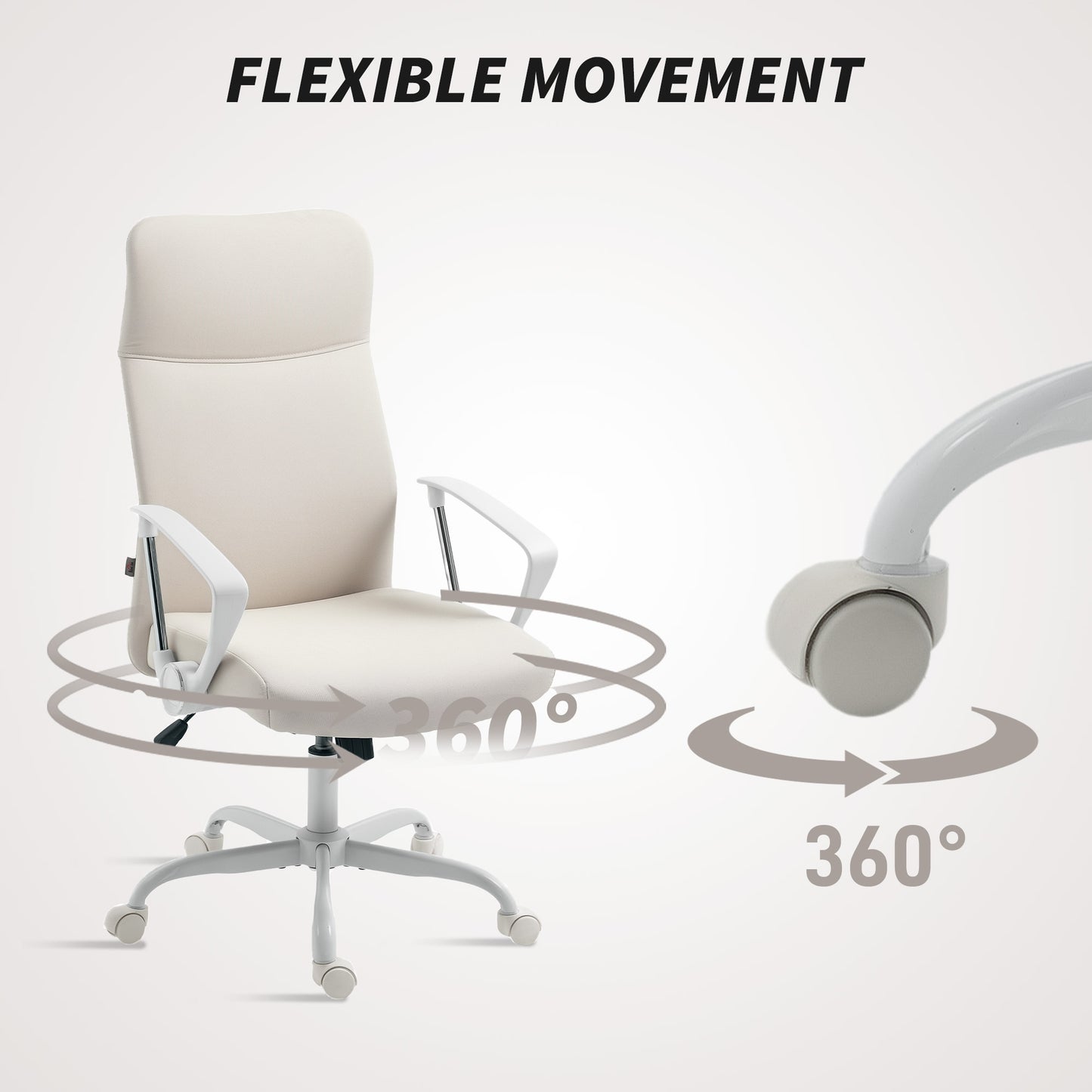 Fabric High Back Office Chair - Cream White