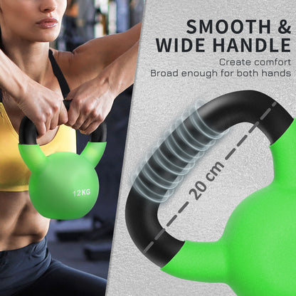 Kettlebell, 12kg Kettle Bell with Non-Slip Handle for Home Gym Weight Lifting and Strength Training, Green