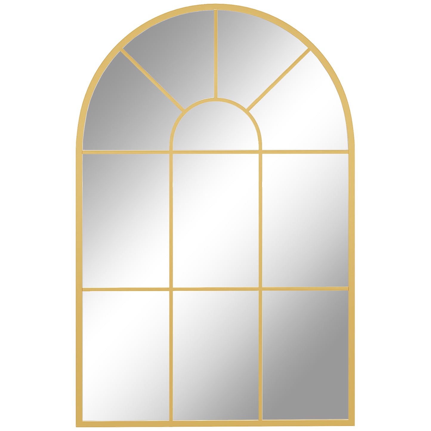 90 X 61cm Arched Grid Mirror - Gold Tone