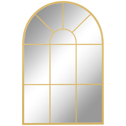 90 X 61cm Arched Grid Mirror - Gold Tone
