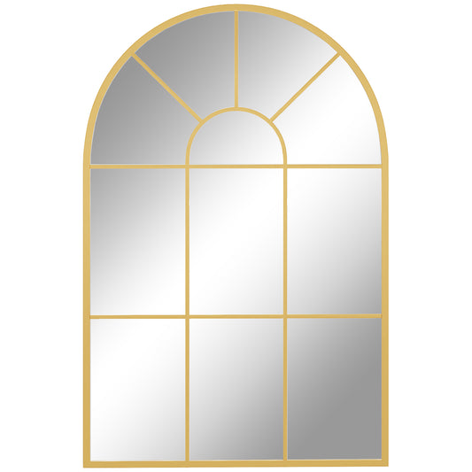 90 X 61cm Arched Grid Mirror - Gold Tone