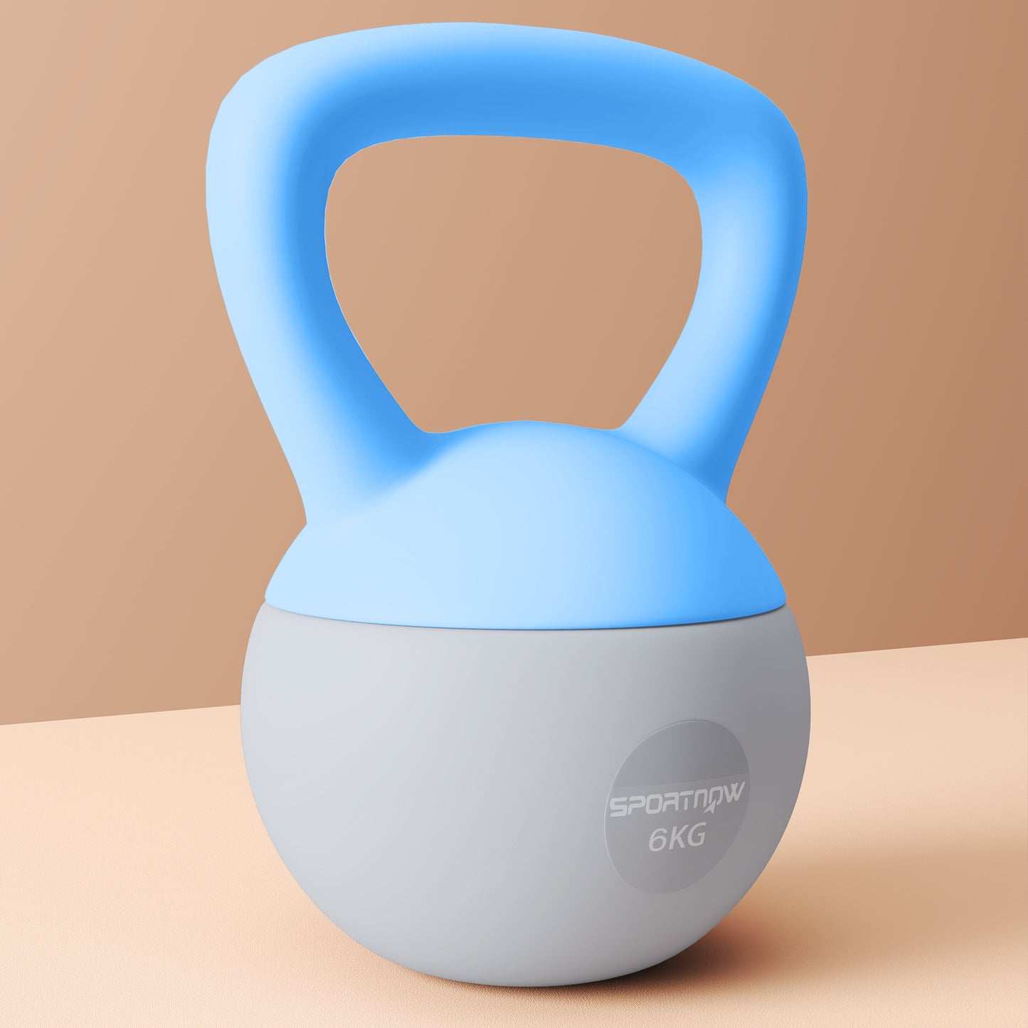 6KG Soft Kettlebell, Kettlebell with Non-Slip Handle for Home Gym, Weight Lifting, Strength Training, Light Blue/Grey