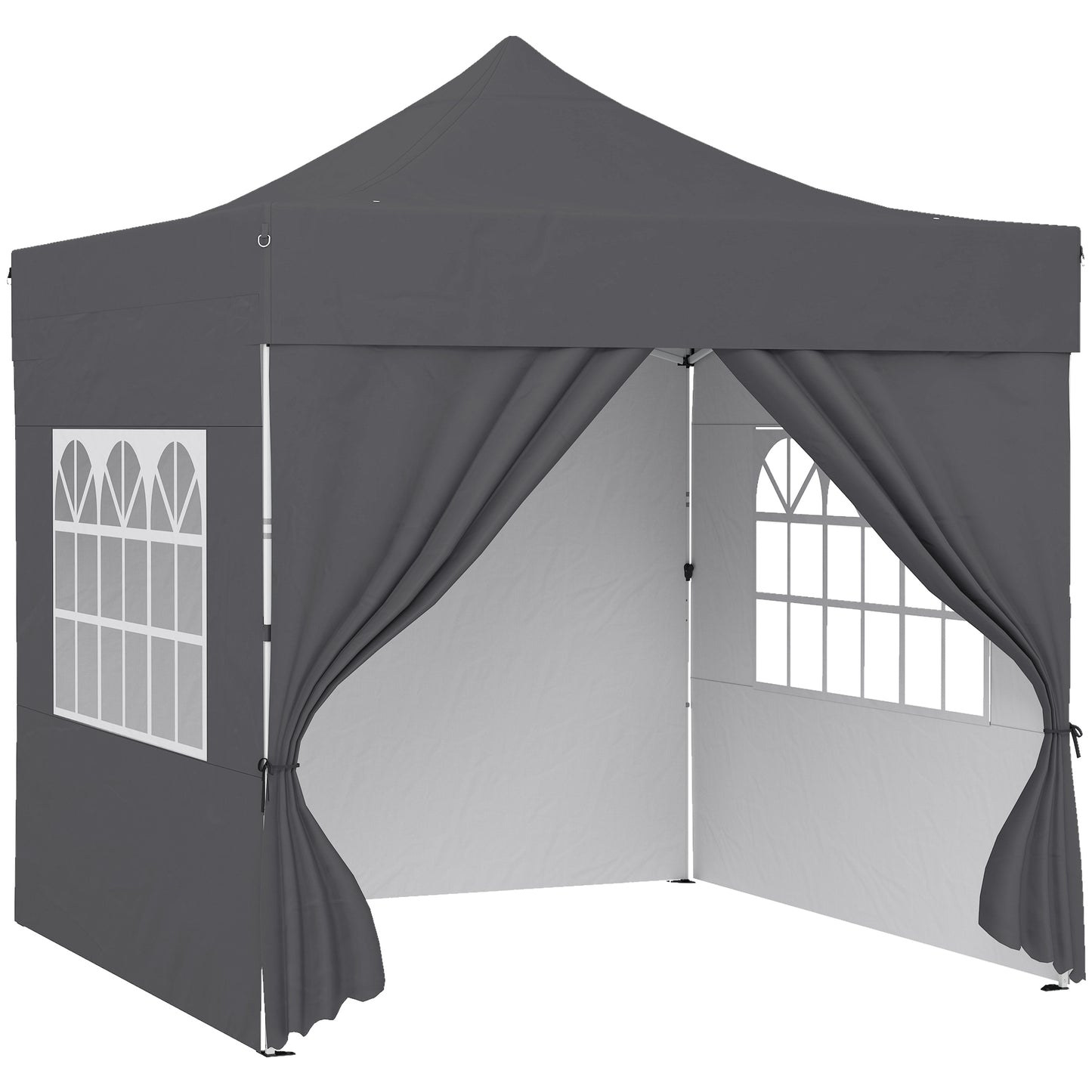 3 x 3 m Pop Up Gazebo with Sidewalls, UPF50+ Heavy Duty Garden Party Tent Marquee with Wheeled Carry Bag, Dark Grey