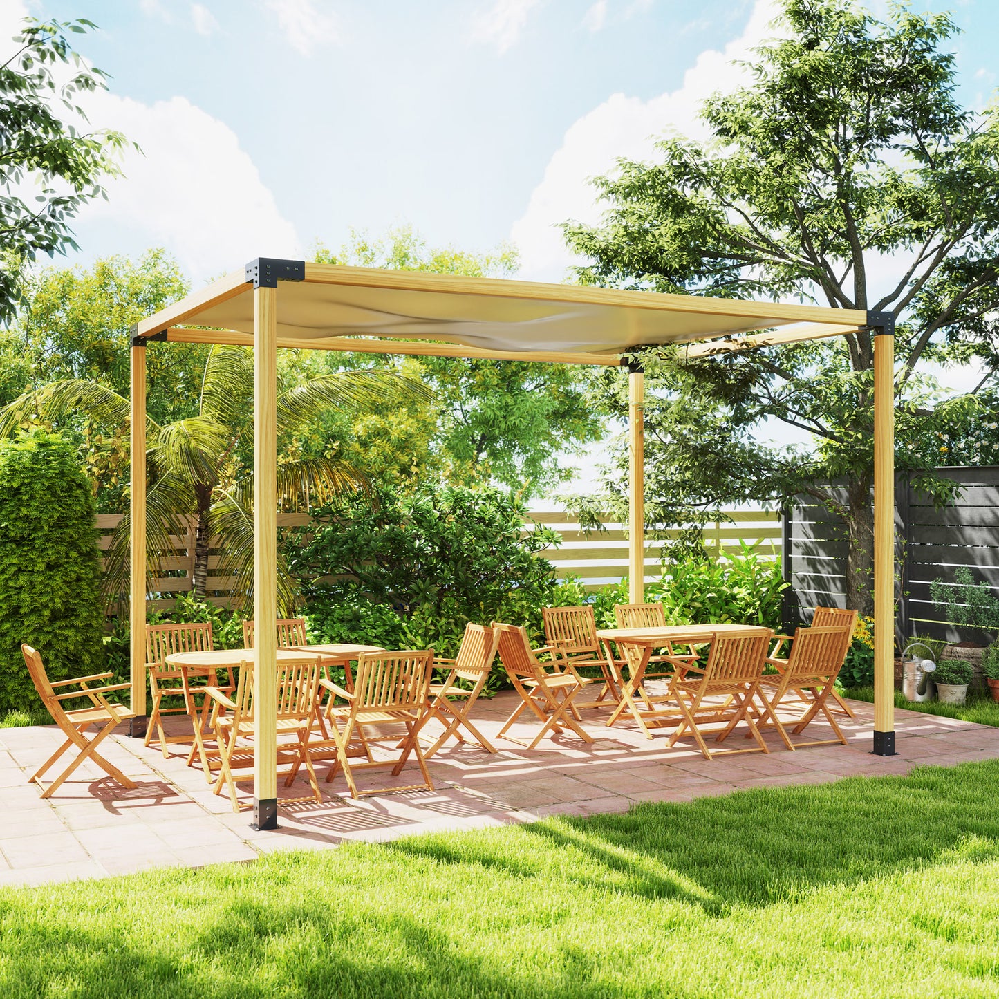 Pergola Kit, DIY Pergola Brackets with 3-Way Pergola Corner Brackets and Post Base for 92mm Lumber