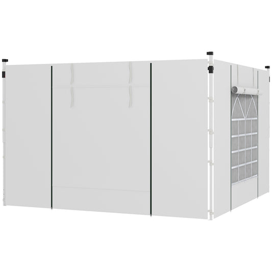 Gazebo Side Panels, 2 Pack Sides Replacement, for 3x3(m) or 3x6m Pop Up Gazebo, with Windows and Doors, White
