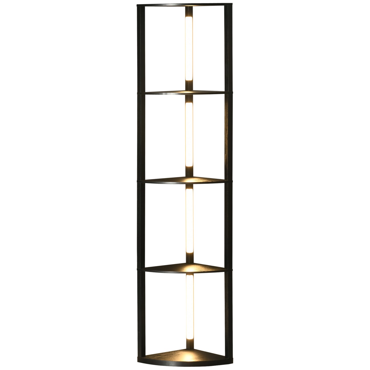 Corner Floor Lamp for Living Room Bedroom with Warm White LED Light, Modern Tall Standing Lamp, Black