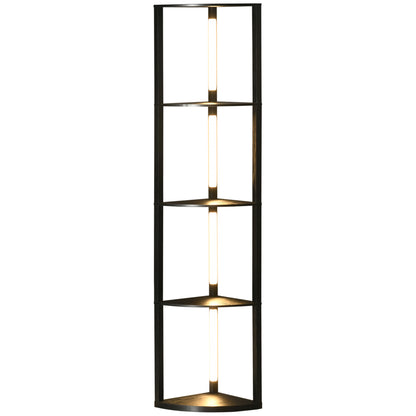 Corner Floor Lamp for Living Room Bedroom with Warm White LED Light, Modern Tall Standing Lamp, Black