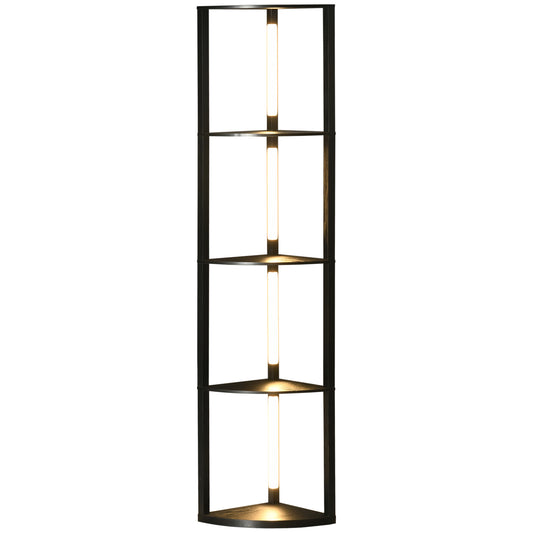 Corner Floor Lamp for Living Room Bedroom with Warm White LED Light, Modern Tall Standing Lamp, Black