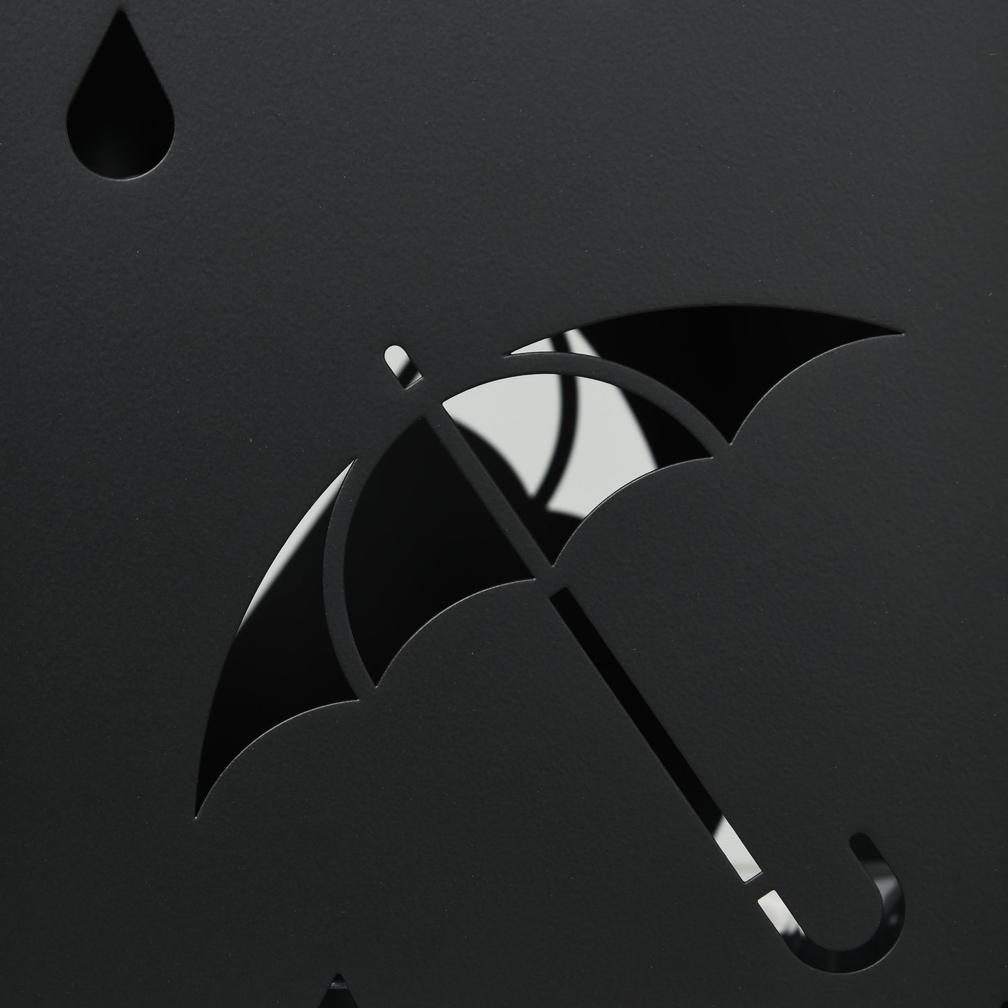 Steel Umbrella Stand, Square Umbrella Holder with 4 Hooks and Removable Drip Tray, Hollowed Umbrella Basket for Hallway