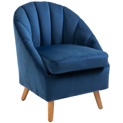 Single Velvet Fabric Accent Armchair with Solid Wood Legs