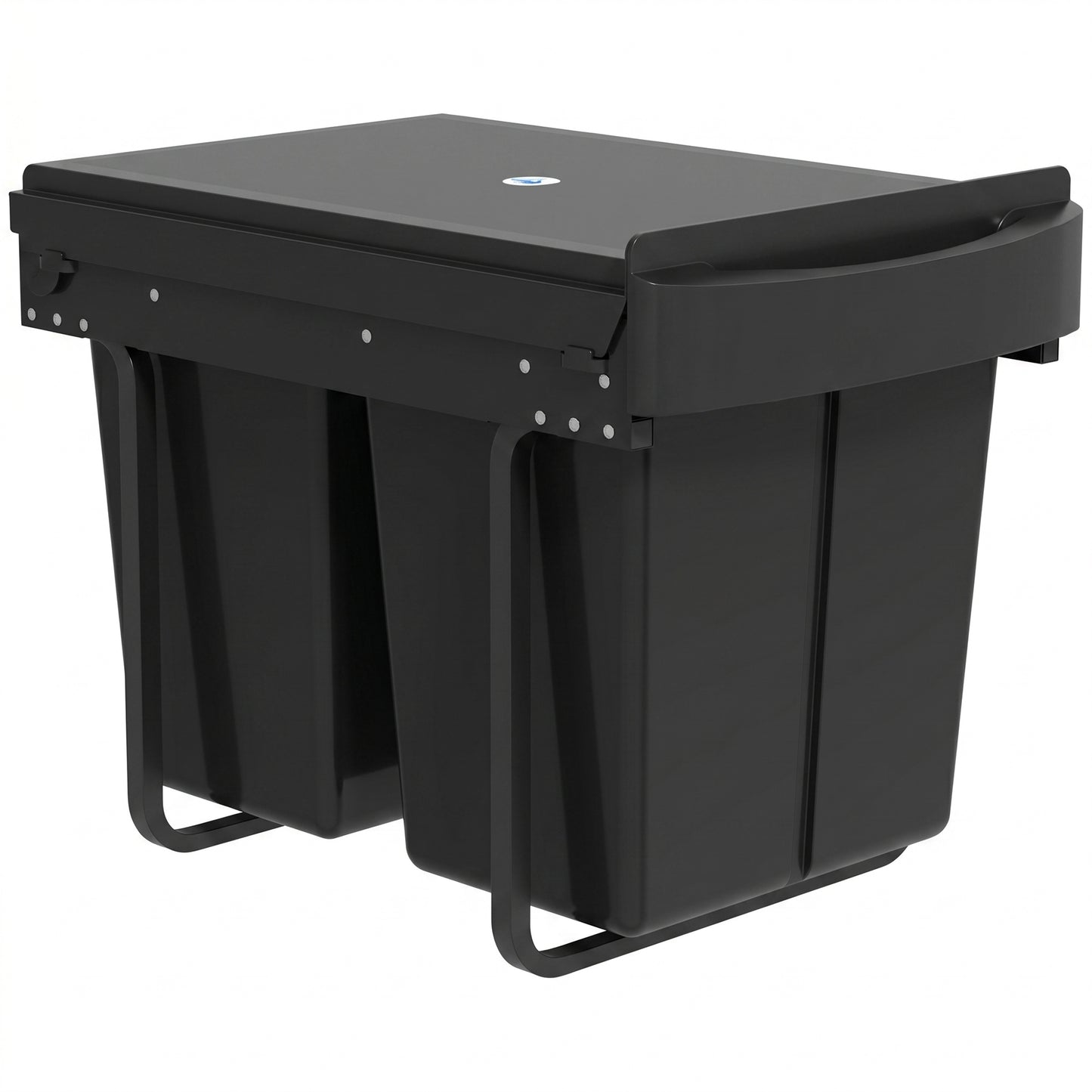 Pull Out Bin, Kitchen Under Sink Bin with 2 Removable Compartments, Smooth Glide, Black