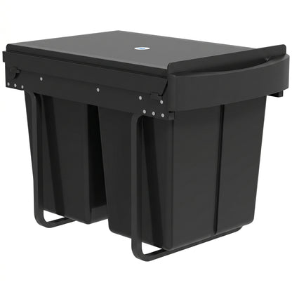 Pull Out Bin, Kitchen Under Sink Bin with 2 Removable Compartments, Smooth Glide, Black