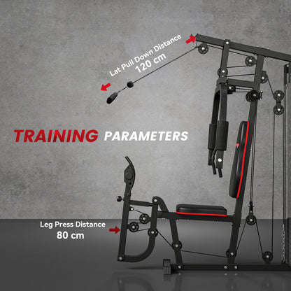 Weights Machine, Multi Gym with 45kg Weight Stack, Compact Home Gym Leg Press Machine for Full Body Training