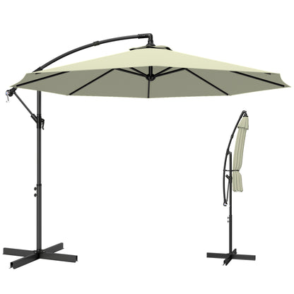 3m Overhanging Cantilever Parasol, with Cross Base - Beige