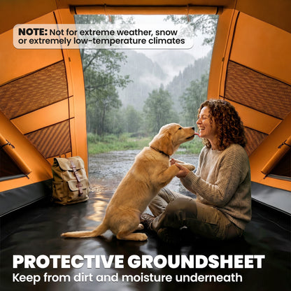 4 Man Camping Tent, UV Protection Tunnel Tent with 2 Bedrooms and Living Area, Large Hiking Sun Shelter, 430 x 240 x 170 cm
