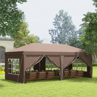 3 x 6 m Pop Up Gazebo with Sides and Windows, Height Adjustable Wedding Camping Party Tent Canopy Marquee with Storage Bag fo