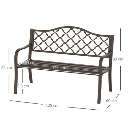 Antique Style Outdoor Cast Iron Front Porch Bench Path Chair Seat, Brown