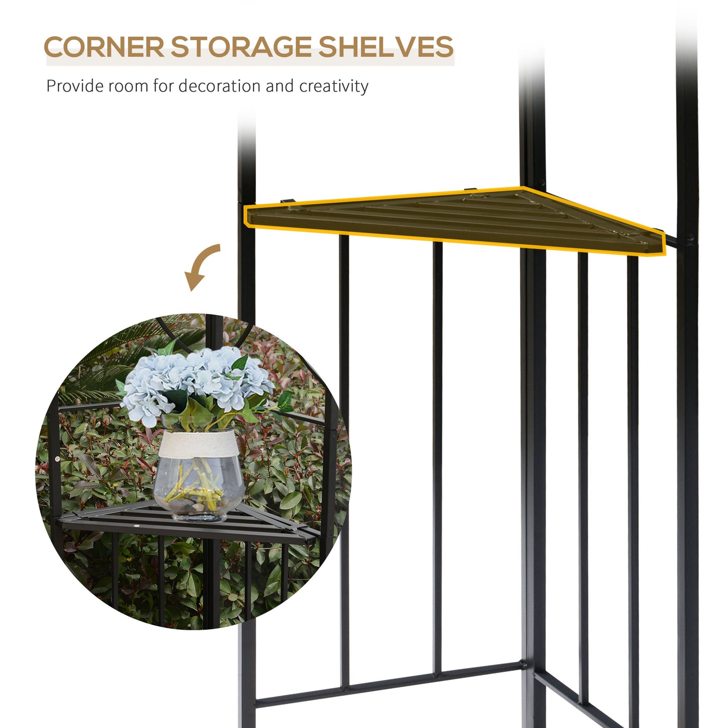 3(m) x 3(m) Garden Gazebo, Double Roof Outdoor Gazebo Canopy Shelter with Netting, Solid Steel Frame for Garden, Lawn