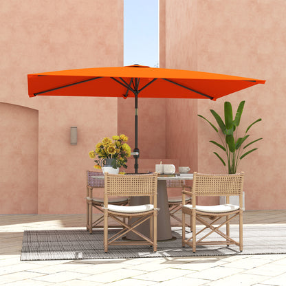 3x2m Garden Parasol Umbrella with Aluminium Pole, Tilt and Crank, Rectangular Outdoor Table Parasol Sun Shade for Patio