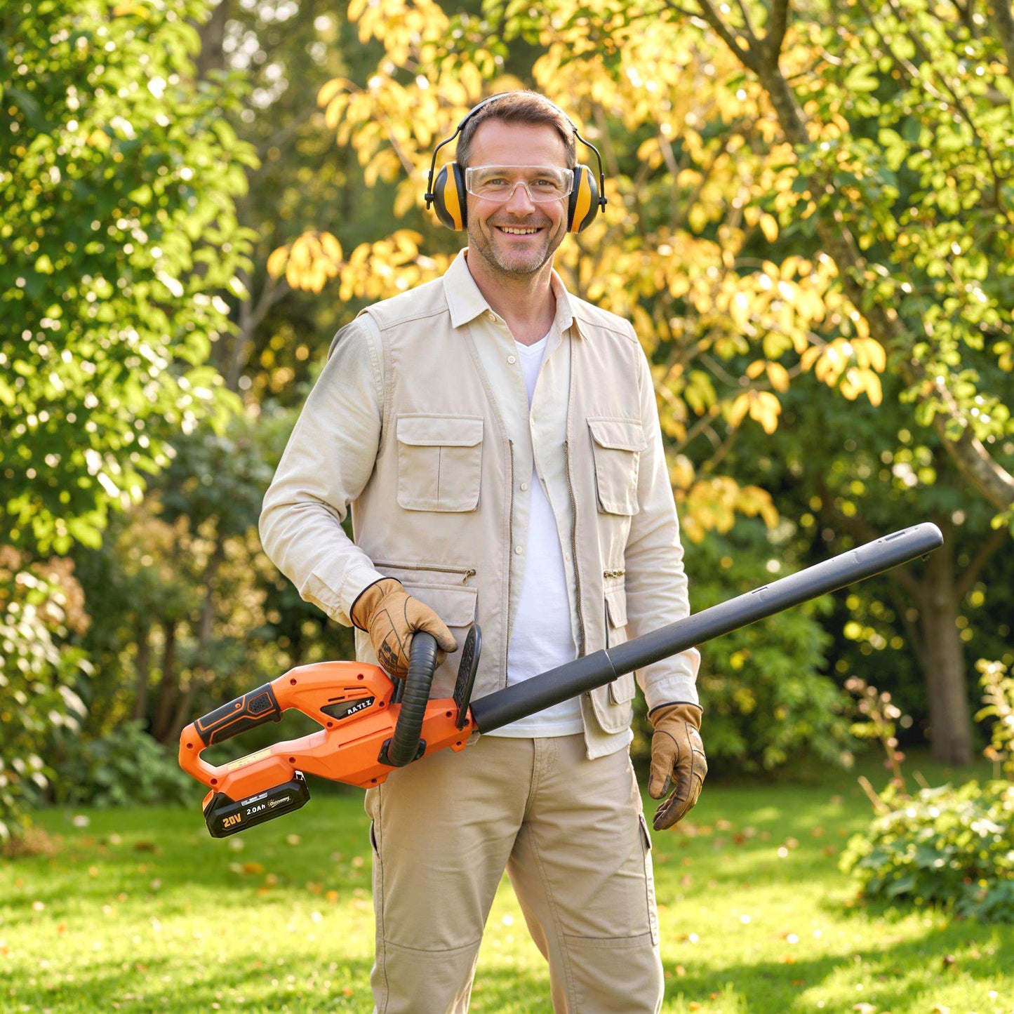 20" Cordless Hedge Trimmer, 18V Electric Hedge Cutter with 51cm Dual Action Blade, 2000mAh Battery and Charger