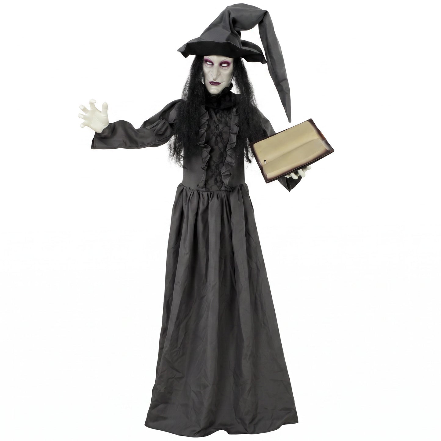 180cm Life Size Animated Witch Halloween Decorations Outdoor Indoor, Scary Halloween Animatronics Decor