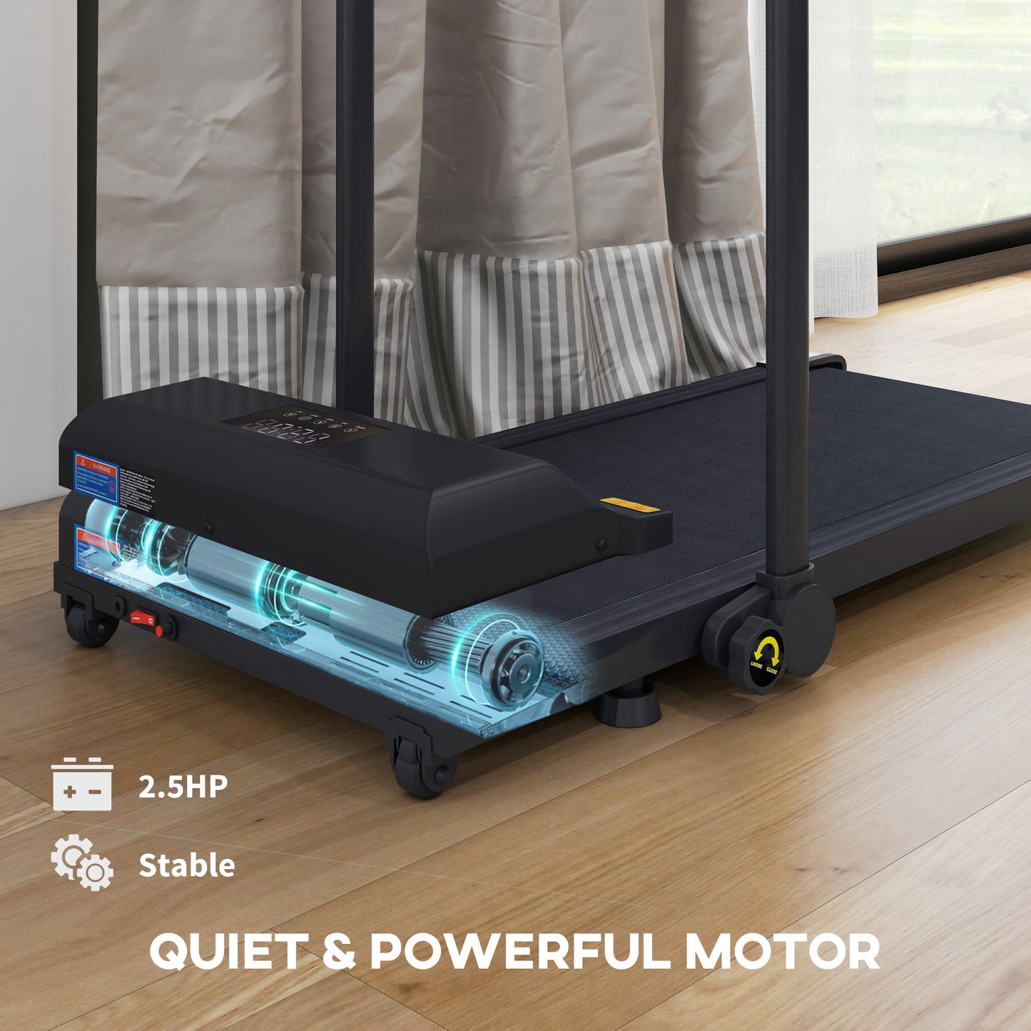 Walking Pad Treadmill, Folding Under Desk Treadmill, 1-10km/h, with Remote Control, Black