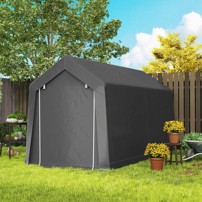 3.6 x 2.1m Portable Outdoor Shed, with Window - Dark Grey