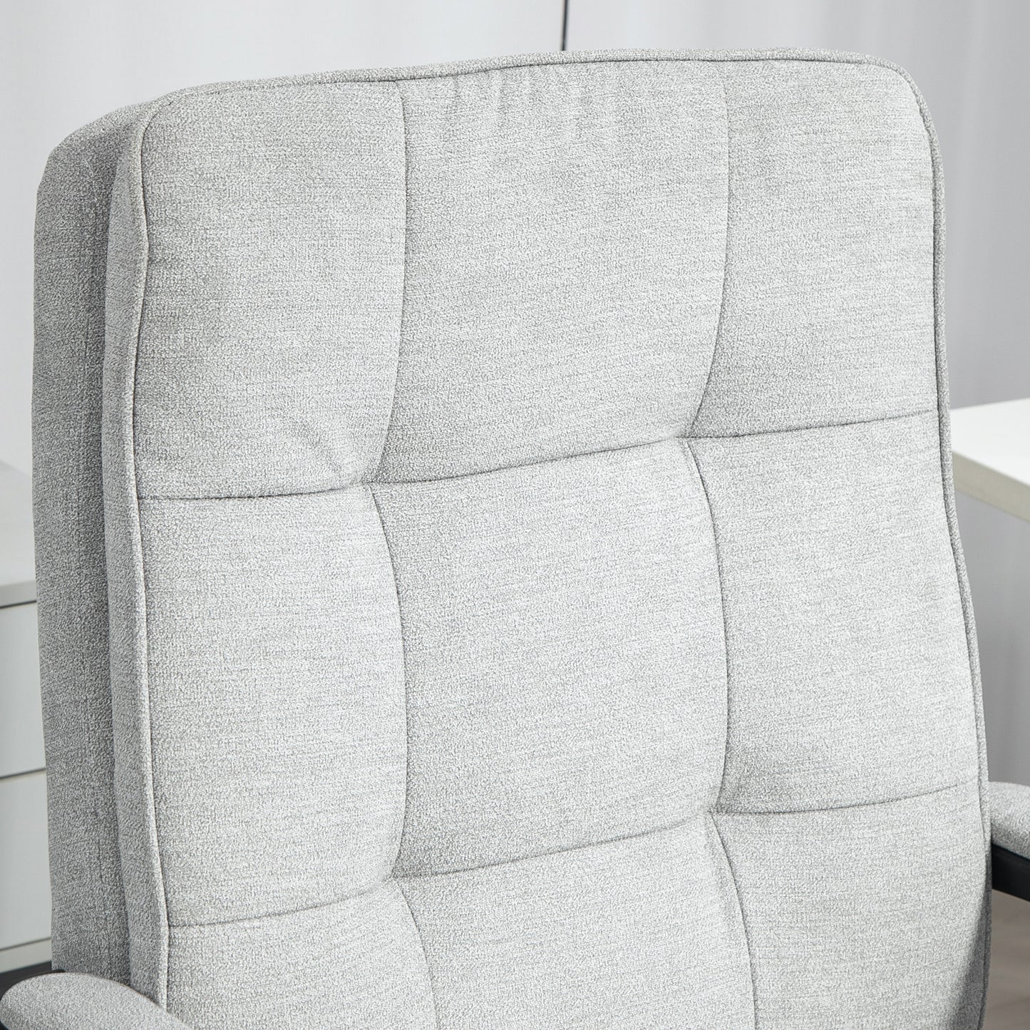 Linen-Look Double-Padded Office Chair - Grey