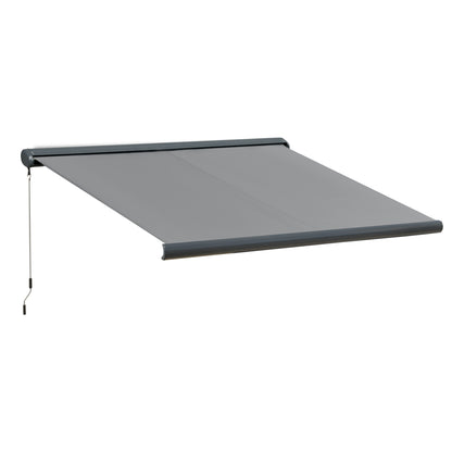 Cassette Electric Manual Awning Door Window Retractable Canopy w/ R/C & LED 300W x 0-250D cm
