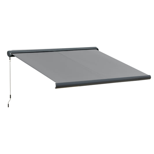 Cassette Electric Manual Awning Door Window Retractable Canopy w/ R/C & LED 300W x 0-250D cm