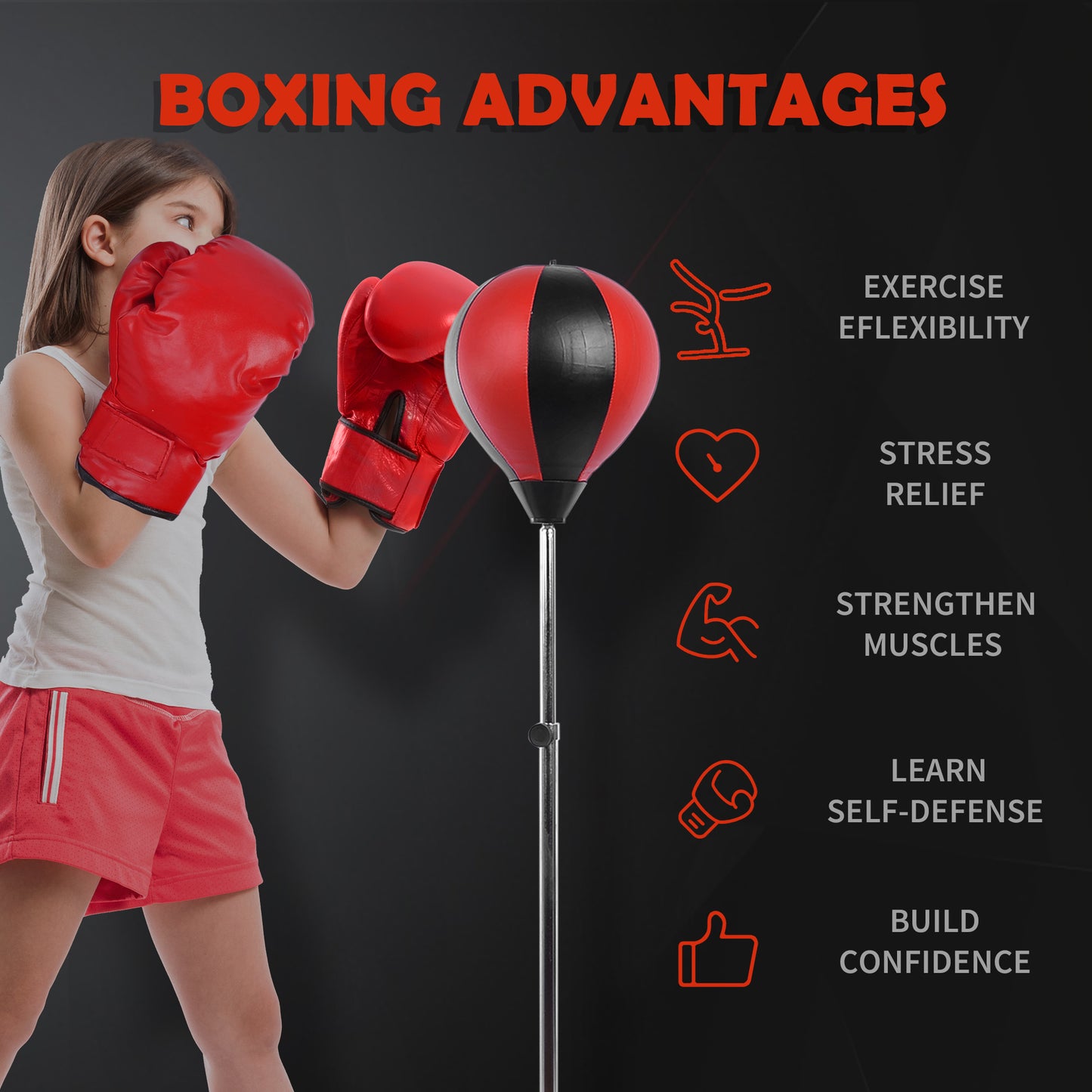Punching Bag with Stand, 126-144 cm Height Adjustable Boxing Set Free Standing Speed Bag with Gloves and Air Pump for Teenage