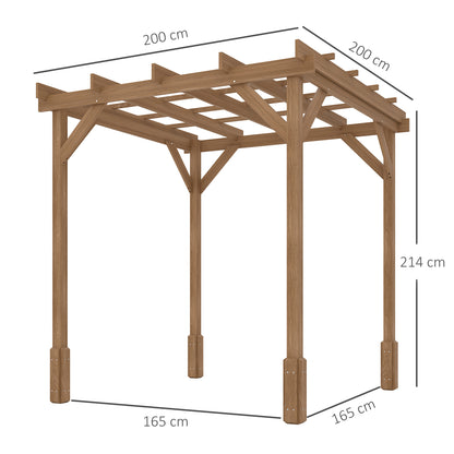 2 x 2 m Wooden Pergola Kit, Decorative Garden Gazebo Shelter with Stable Structure for Climbing Vines, Flowers, Dark Brown
