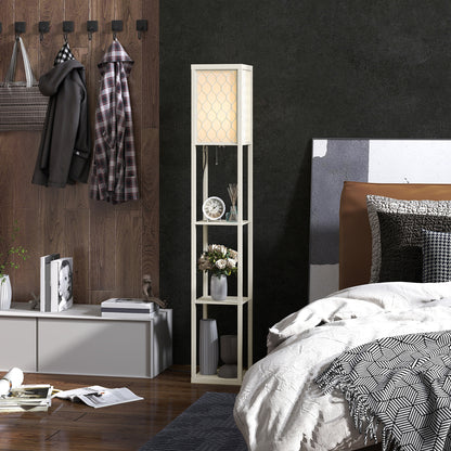Three-Shelf Standing Lamp - Oak/White
