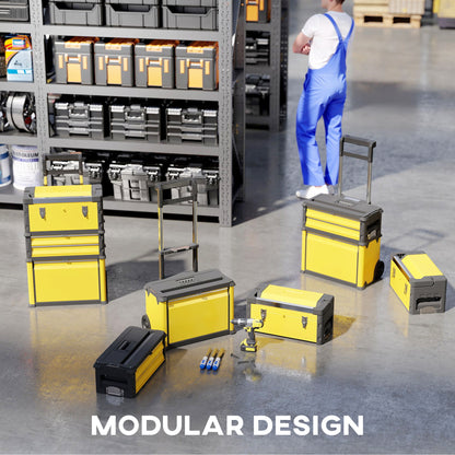 3-in-1 Stackable Rolling Tool Box - Yellow