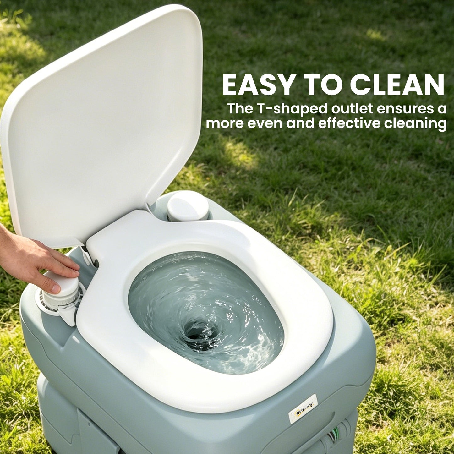 Portable Toilet for Adults, 22L Camping Toilet with Seat, Lid and Anti-Leak Handle Pump, Outdoor Travel Toilet