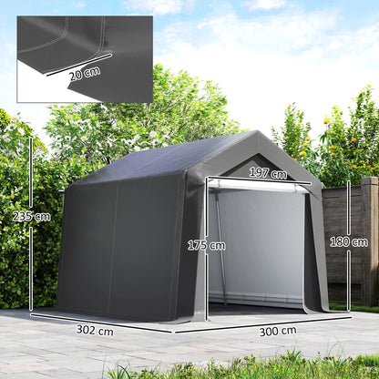 3.6 x 2.1m Portable Outdoor Shed, with Window - Dark Grey
