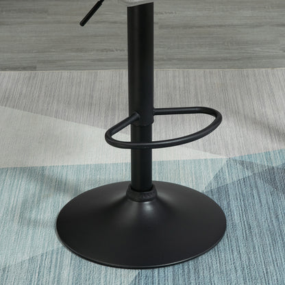 Bar Stools Set Of 2, Luxurious Velvet-Touch Barstools with Metal Frame Footrest Round Base Triangle Indenting Moulded Seat Ad