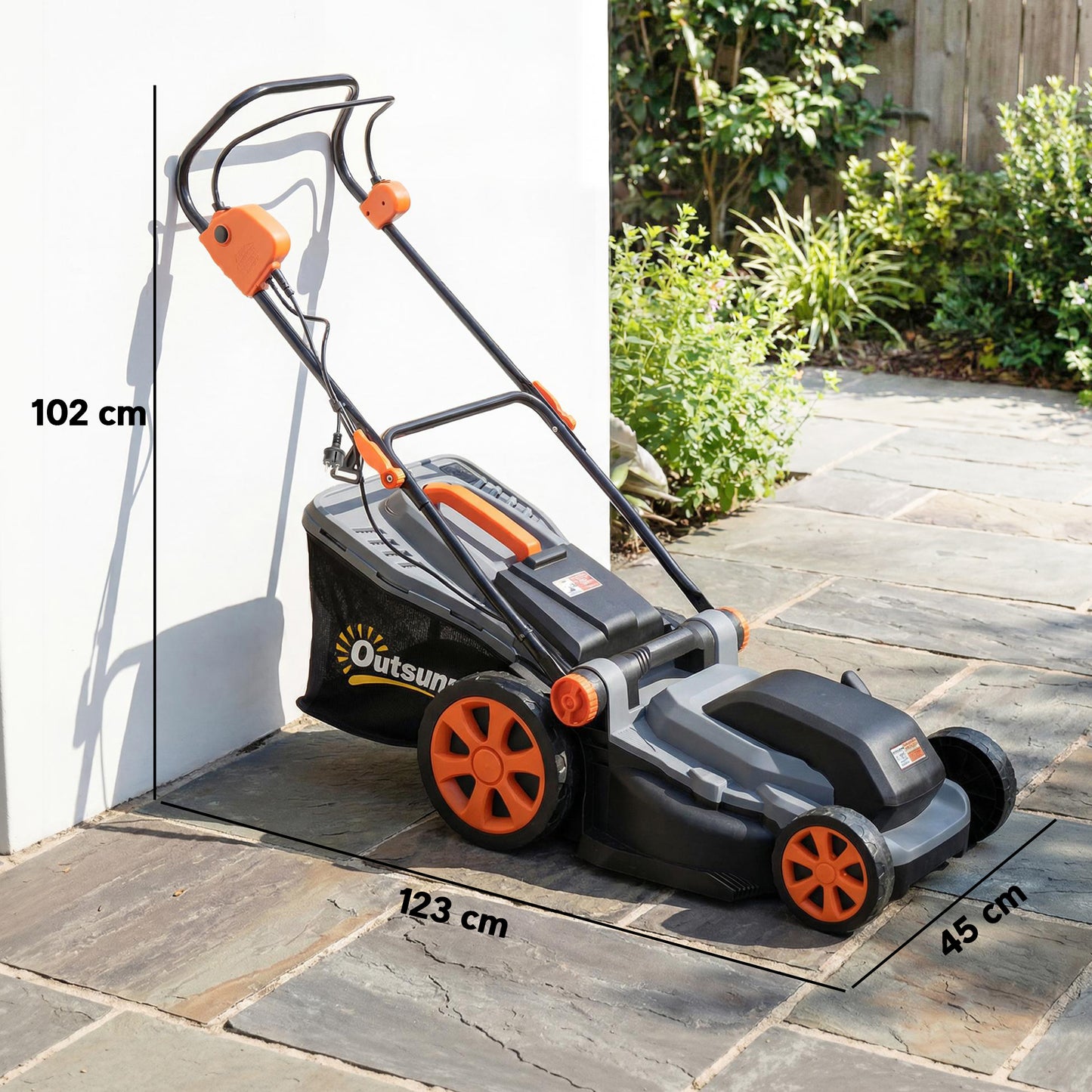 1800W Electric Lawnmower with 40cm Cutting Width, Mulching Feature, 50L Grass Collection Bag, 6 Cutting Heights