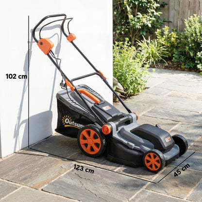 1800W Electric Lawnmower with 40cm Cutting Width, Mulching Feature, 50L Grass Collection Bag, 6 Cutting Heights