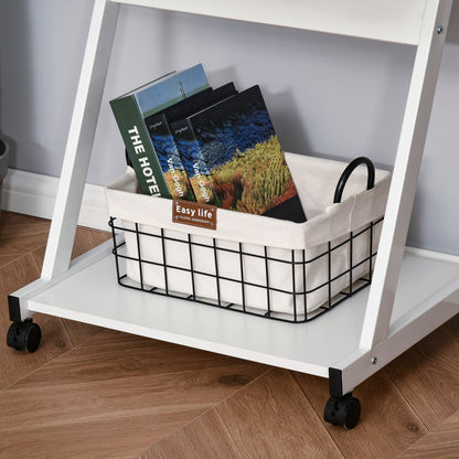 Movable Computer Desk with 4 Moving Wheels and Keyboard Tray White