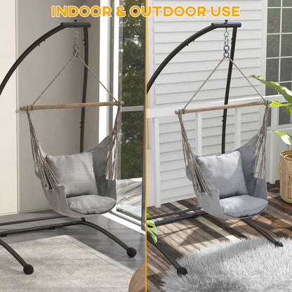 Hammock Chair Stand, C Shape Hanging Heavy Duty Metal Frame Hammock Stand for Hanging Hammock Air Porch Swing Chair