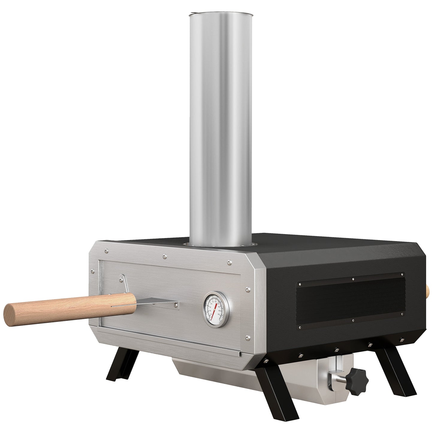 Portable Wood Pellet Pizza Oven with 12" / 30cm Rotating Pizza Stone, Peel and Cover, Wood Fired Pizza Maker