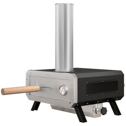 Portable Wood Pellet Pizza Oven with 12" / 30cm Rotating Pizza Stone, Peel and Cover, Wood Fired Pizza Maker